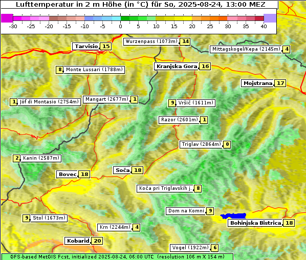 Temperatur, 24. 8. 2025