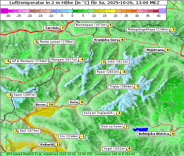 Temperatur, 26. 10. 2025