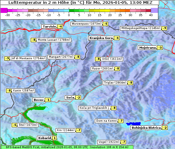 Temperatur, 5. 1. 2026