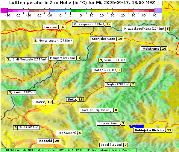 Temperatur, 17. 9. 2025