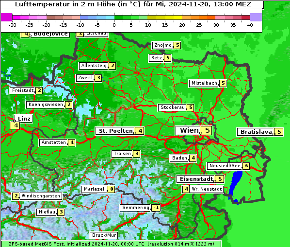 Temperatur, 20. 11. 2024