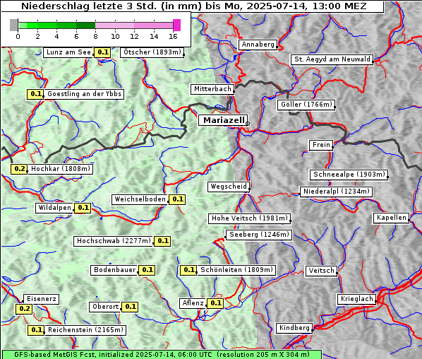 Niederschlag, 14. 7. 2025