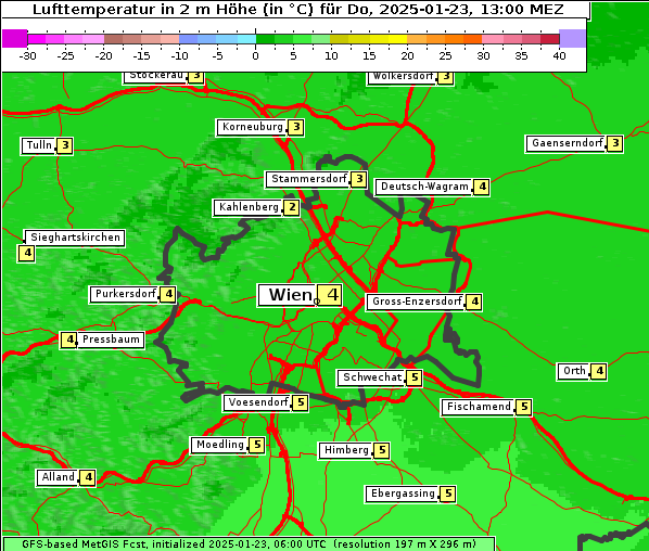 Temperatur, 23. 1. 2025