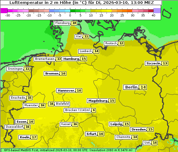 Temperatur, 10. 3. 2026