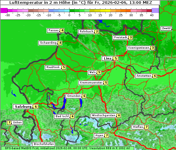 Temperatur, 6. 2. 2026