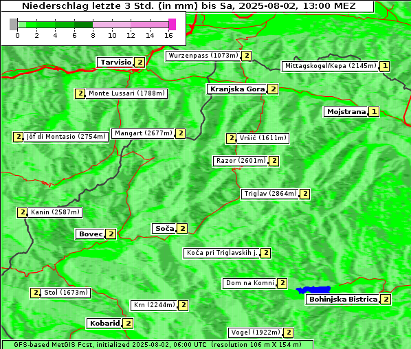 Niederschlag, 2. 8. 2025