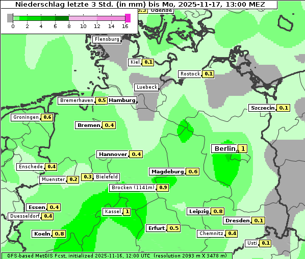 Niederschlag, 17. 11. 2025