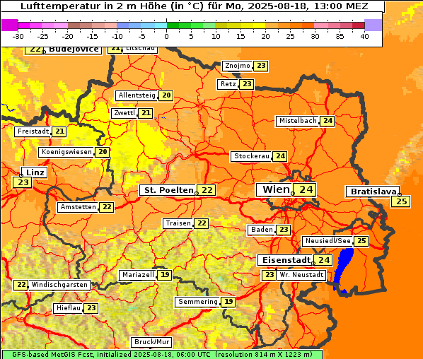Temperatur, 18. 8. 2025