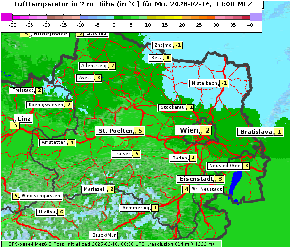 Temperatur, 16. 2. 2026
