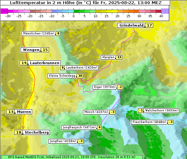 Temperatur, 22. 8. 2025