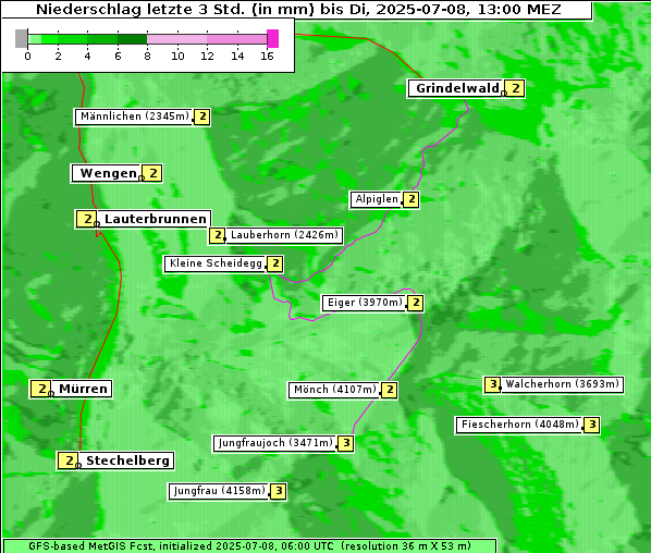Niederschlag, 8. 7. 2025