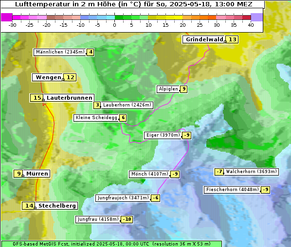 Temperatur, 18. 5. 2025