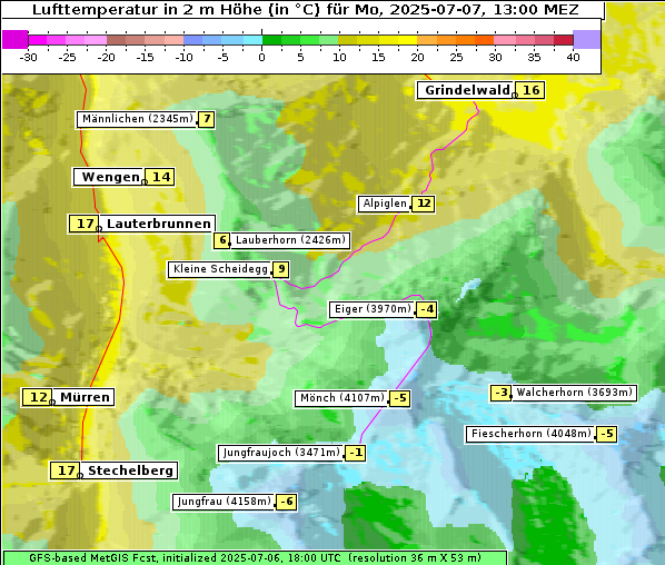 Temperatur, 7. 7. 2025