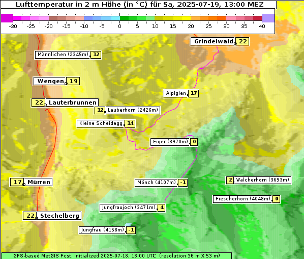 Temperatur, 19. 7. 2025