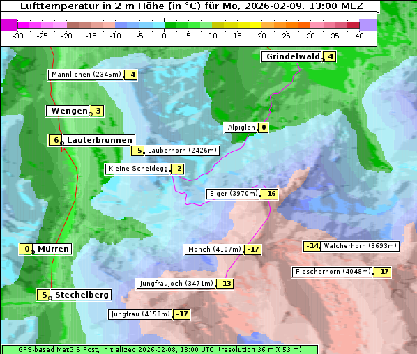 Temperatur, 9. 2. 2026