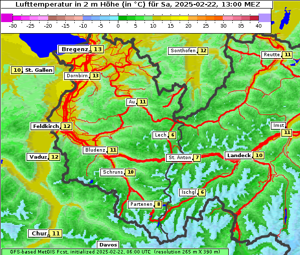 Temperatur, 22. 2. 2025