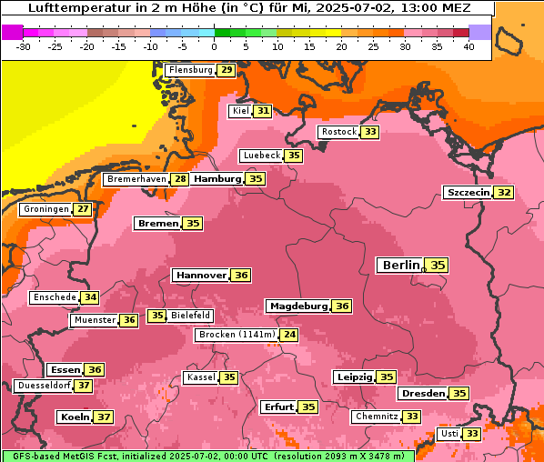 Temperatur, 2. 7. 2025