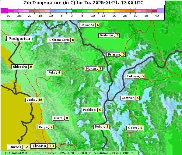 Temperatur, 21. 1. 2025