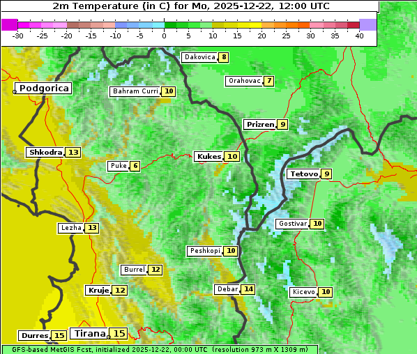 Temperatur, 22. 12. 2025
