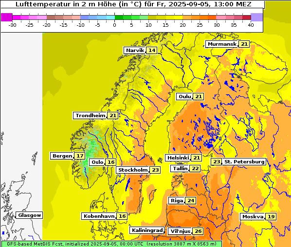 Temperatur, 5. 9. 2025