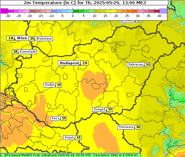 Temperatur, 29. 5. 2025