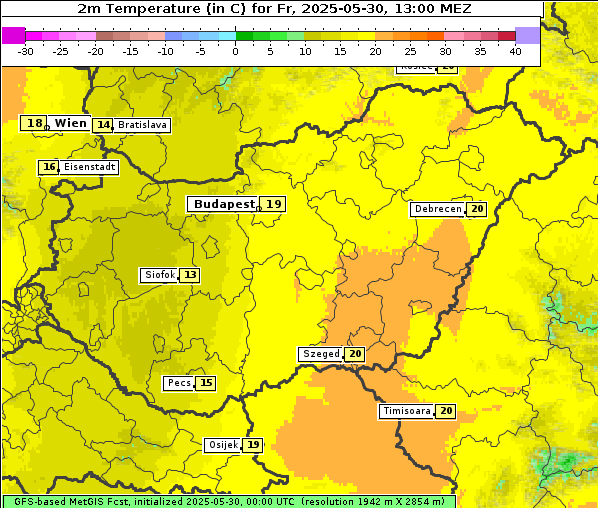 Temperatur, 30. 5. 2025