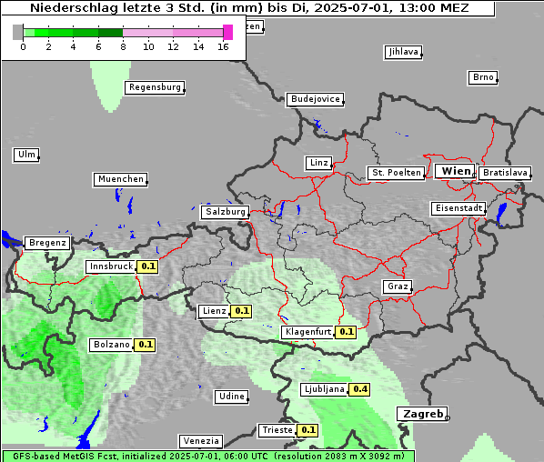Niederschlag, 1. 7. 2025