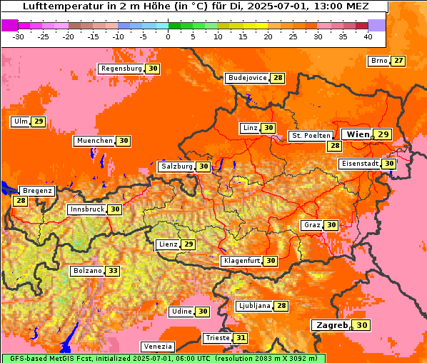 Temperatur, 1. 7. 2025
