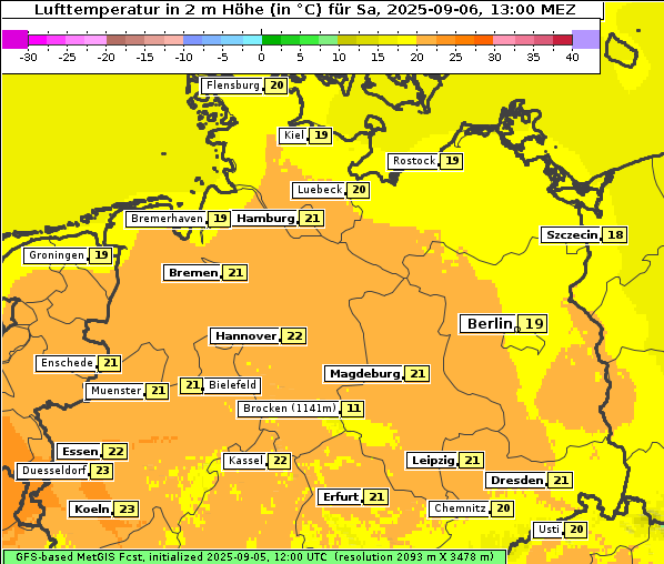 Temperatur, 6. 9. 2025