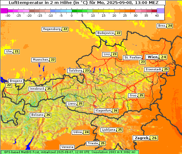 Temperatur, 8. 9. 2025