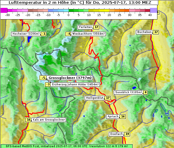 Temperatur, 17. 7. 2025