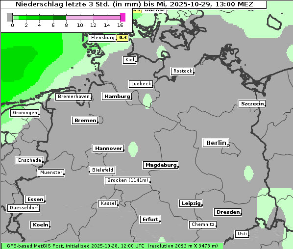 Niederschlag, 29. 10. 2025