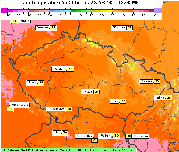 Temperatur, 1. 7. 2025