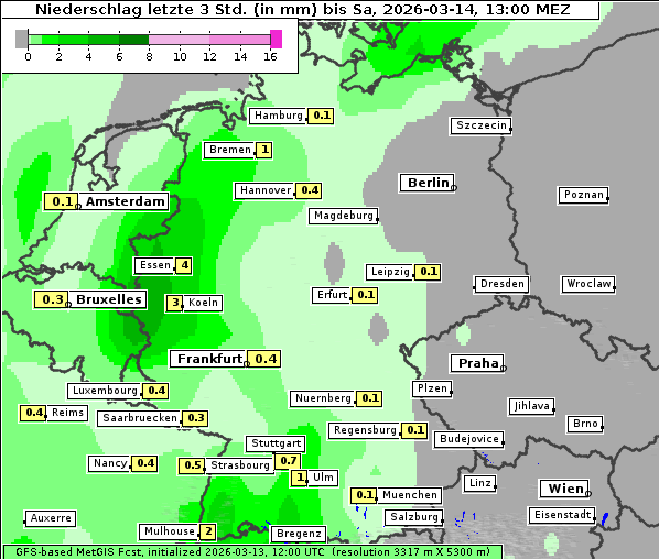 Niederschlag, 14. 3. 2026