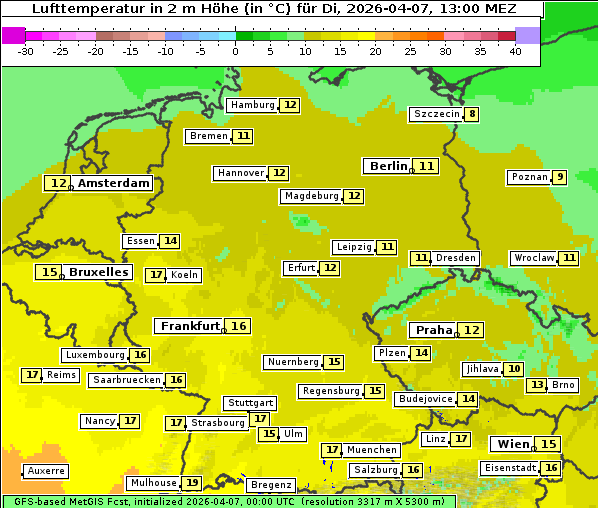 Temperatur, 7. 4. 2026