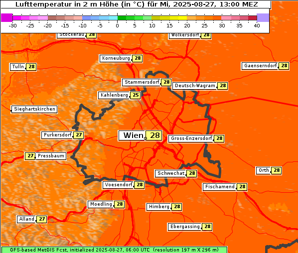Temperatur, 27. 8. 2025