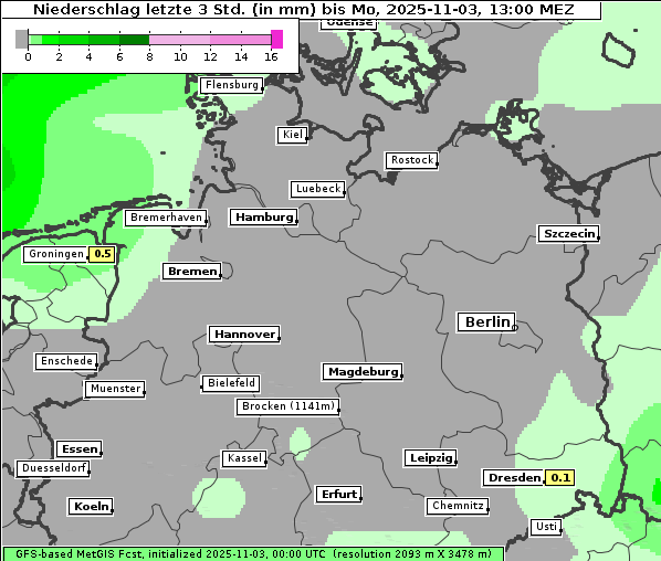 Niederschlag, 3. 11. 2025