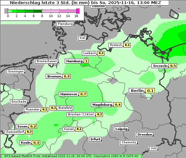 Niederschlag, 16. 11. 2025