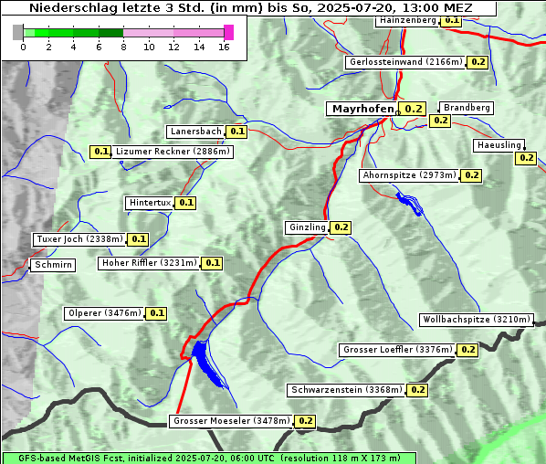 Niederschlag, 20. 7. 2025