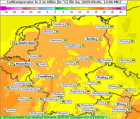 Temperatur, 6. 9. 2025