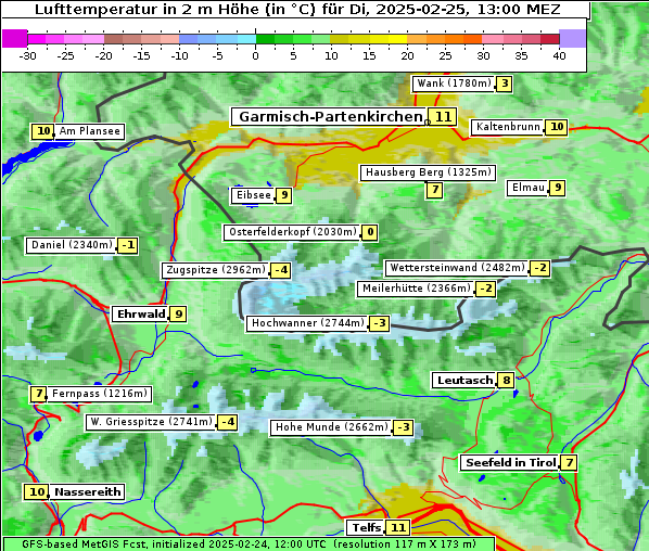 Temperatur, 25. 2. 2025