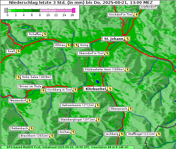 Niederschlag, 21. 8. 2025
