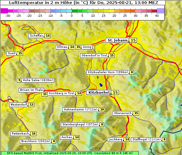 Temperatur, 21. 8. 2025