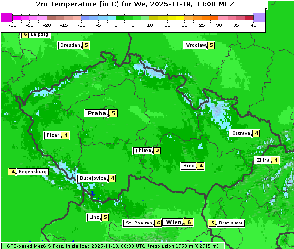 Temperatur, 19. 11. 2025