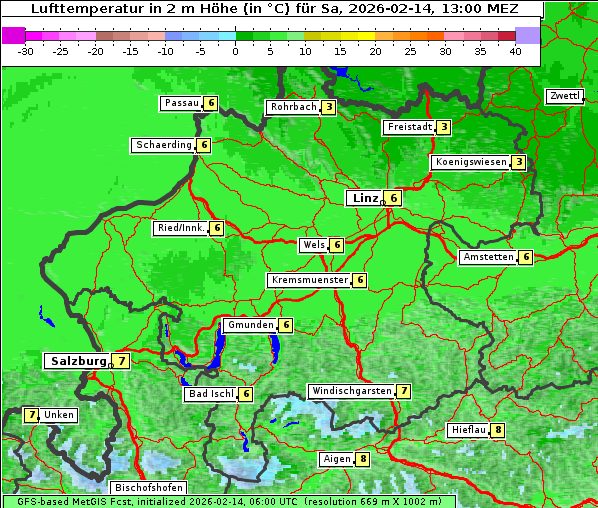 Temperatur, 14. 2. 2026