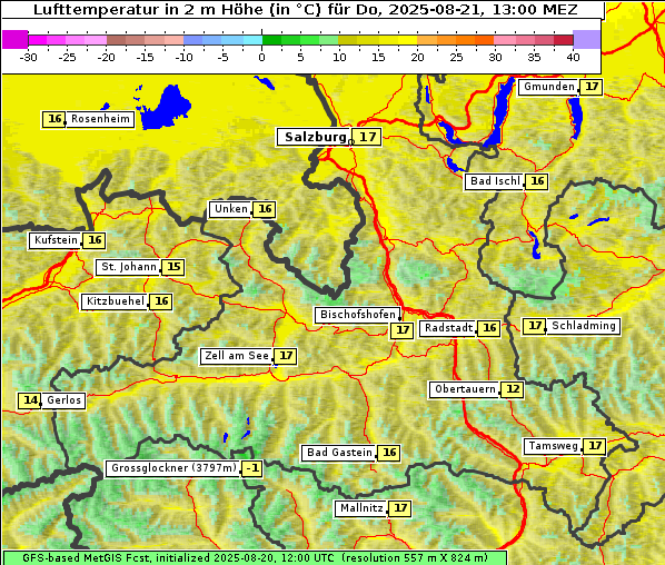 Temperatur, 21. 8. 2025