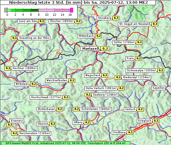 Niederschlag, 12. 7. 2025