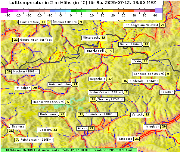 Temperatur, 12. 7. 2025