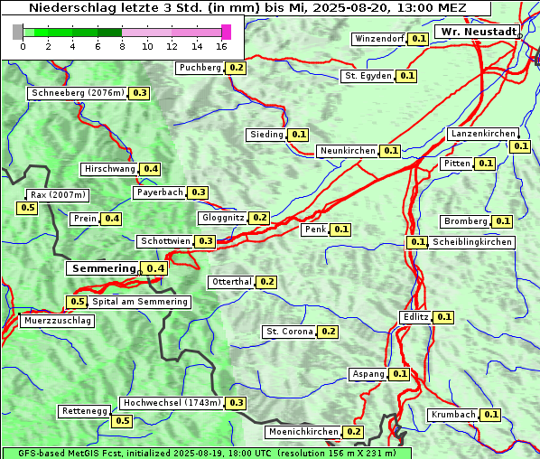 Niederschlag, 20. 8. 2025