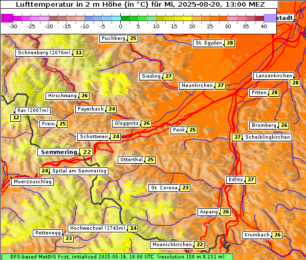 Temperatur, 20. 8. 2025